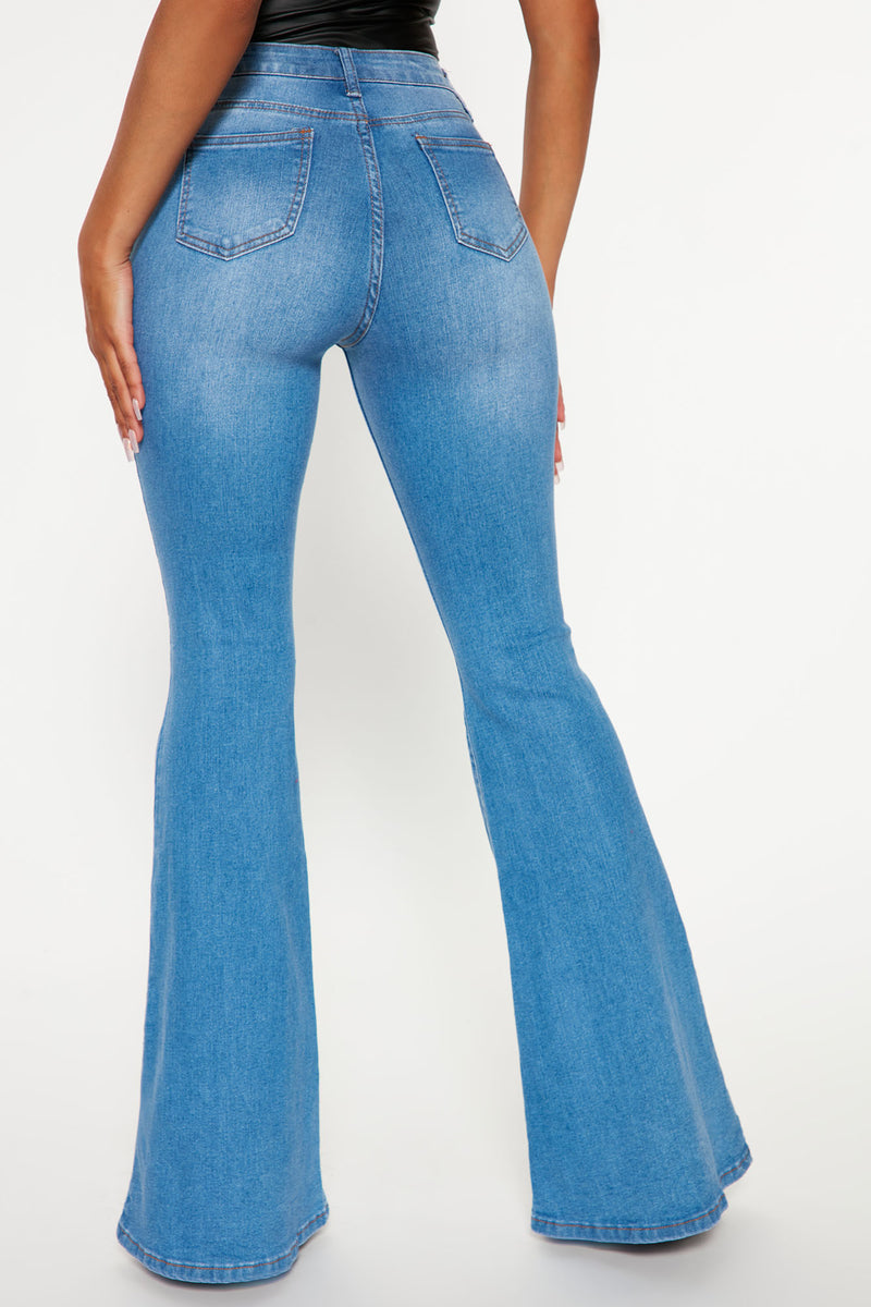 Total Flirt Mid Rise Stretch Flare Jeans - Medium Blue Wash | Fashion ...