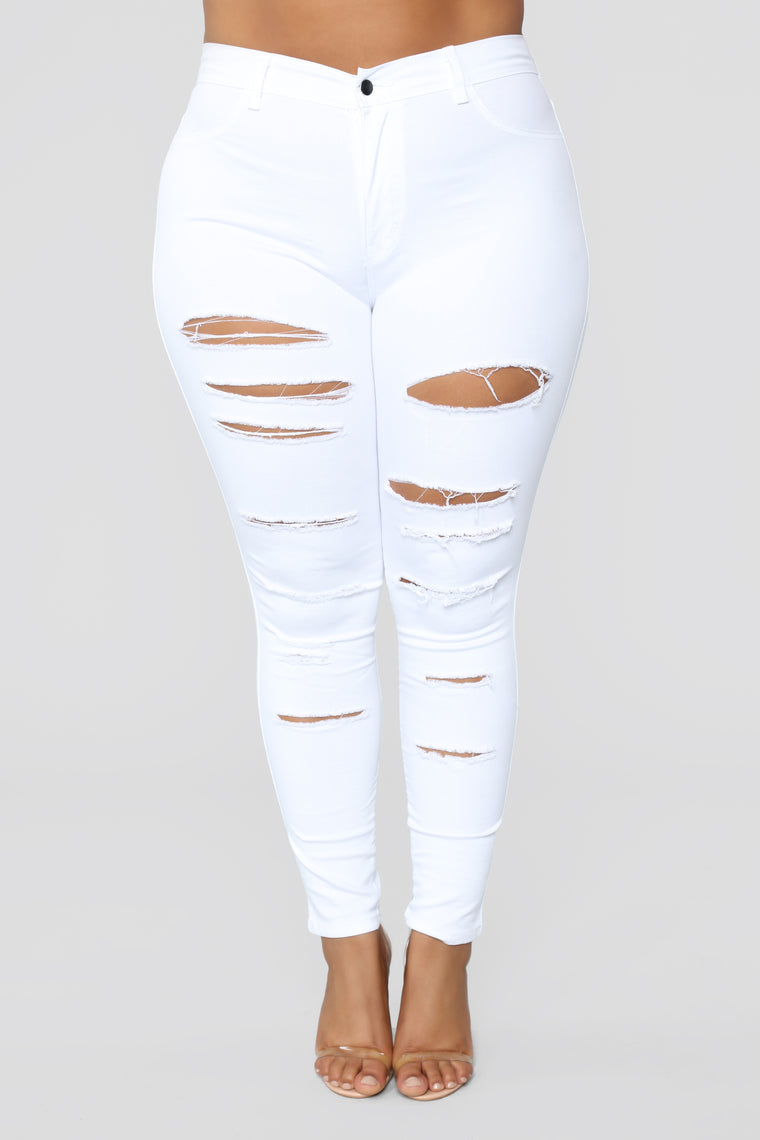 Slash and Burn Jeans - White – Fashion Nova