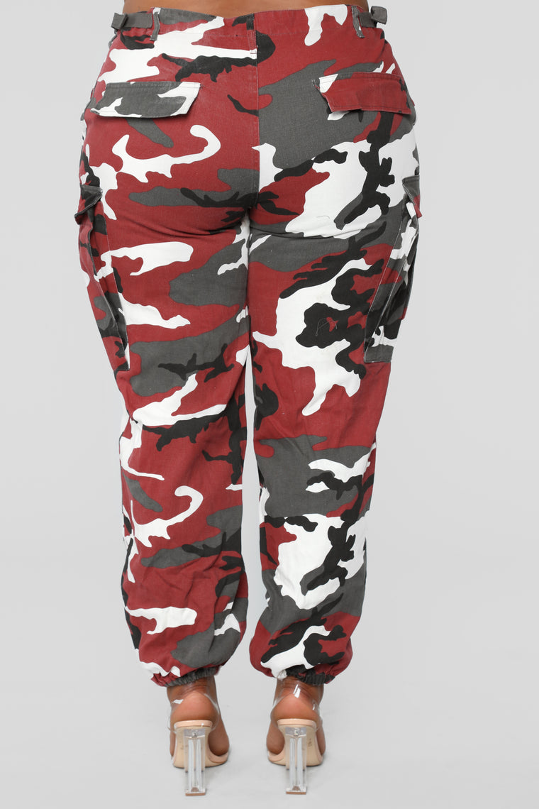 red camo cargo pants