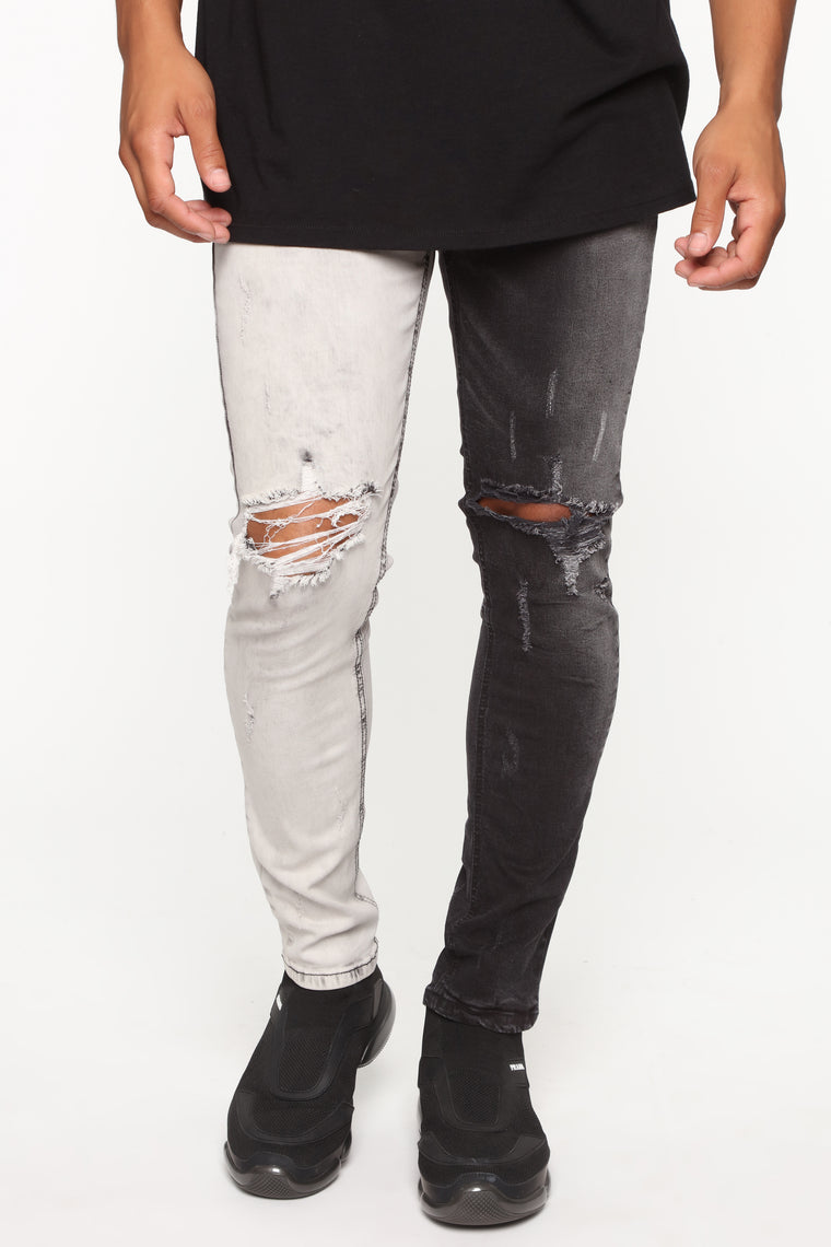 men's dark distressed jeans
