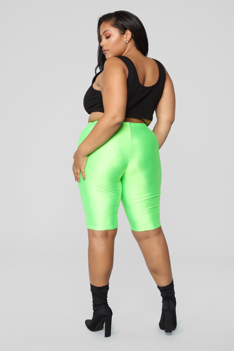 lime green biker shorts plus size