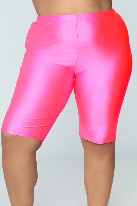 pink plus size biker shorts