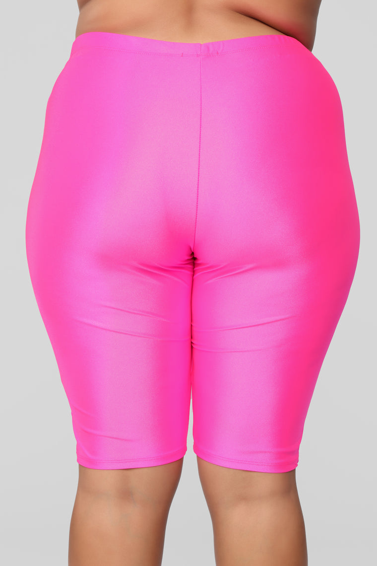 Curves For Days Biker Shorts - Hot Pink