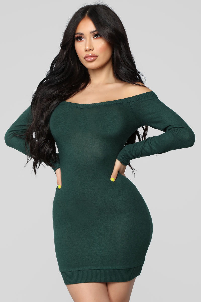 Free Fallin' Off Shoulder Dress - Hunter Green | Fashion Nova, Dresses ...