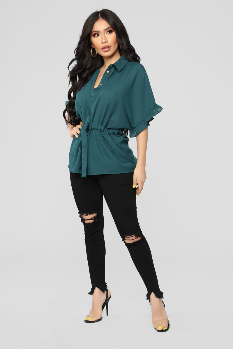 Ruffle Talk Button Down Shirt - Hunter | Fashion Nova, Shirts & Blouses ...