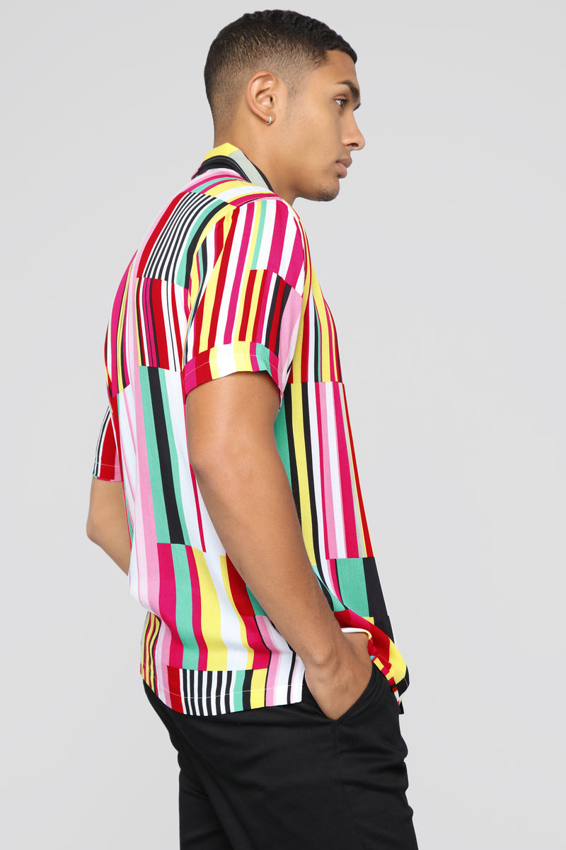Striped Vision Short Sleeve Woven Top - Multi | Fashion Nova, Mens ...
