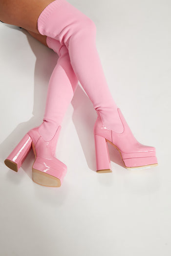 You Alright Heeled Boots - Neon Pink
