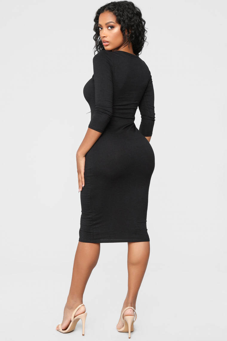 Keeping It Simple Midi Dress - Black – Fashion Nova