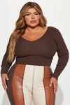 Kallan Knit Sweater Top - Brown