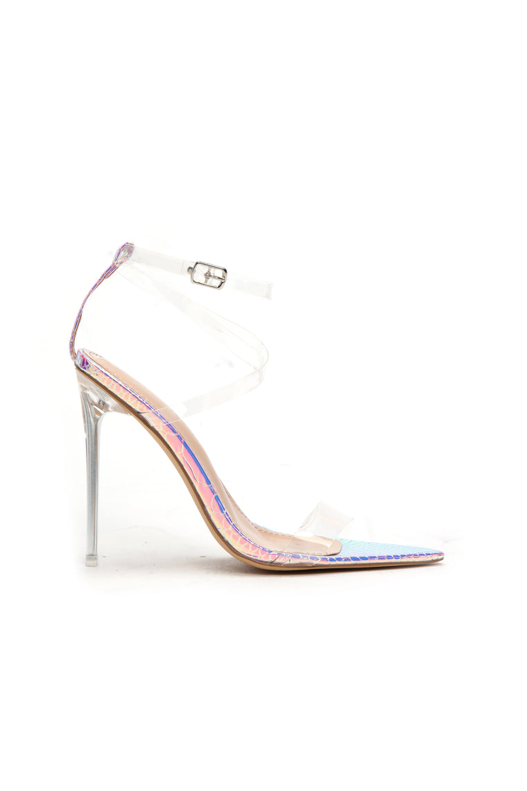 pink iridescent heels