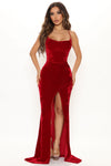 Love You Mean It Velvet Maxi Dress - Red