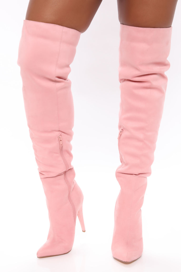 blush over the knee boots