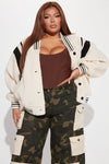 Lynette Varsity Jacket - Ivory/combo