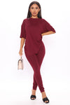 Weekend Vibes Legging Set - Wine