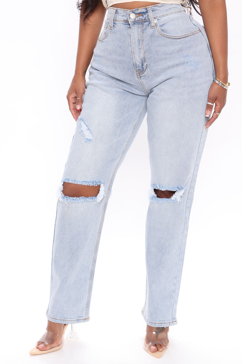Amelie Distressed Slouch Fit Jeans - Medium Blue Wash | Fashion Nova ...