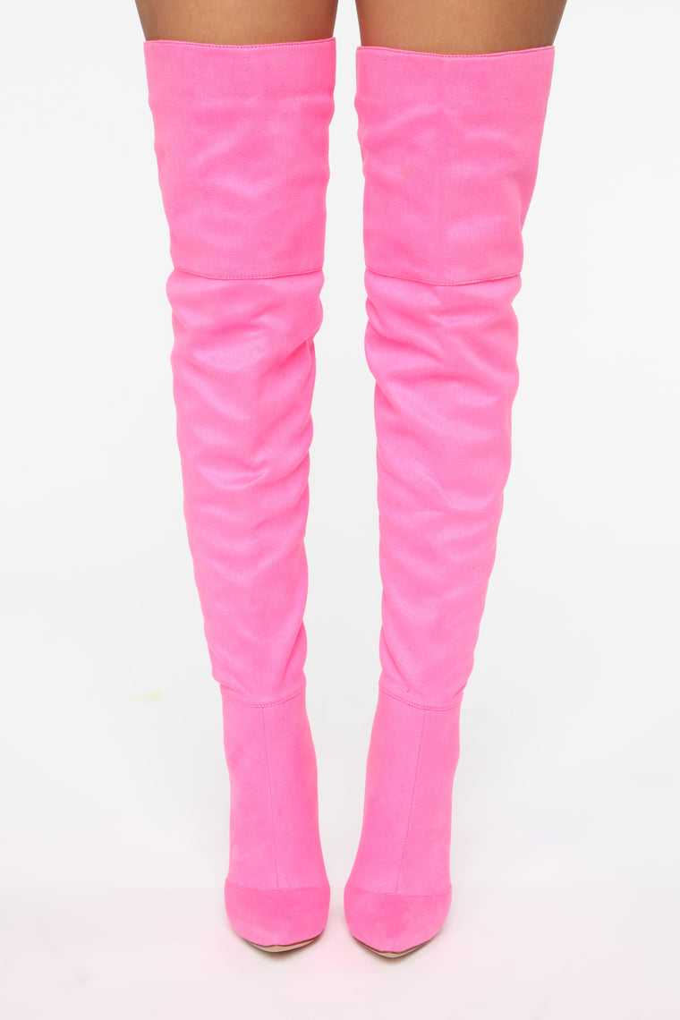 pink thigh high boots fashion nova