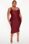 Cassidy Bandage Midi Dress - Burgundy