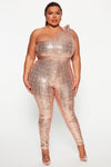 Born To Shine Sequin Jumpsuit - Rose Gold