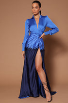 Mikaela Ombre Maxi Dress - Royal/combo