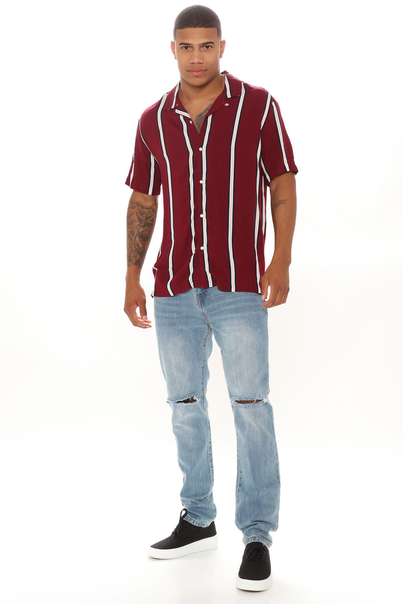 Into The City Short Sleeve Woven Top - Burgundy/combo | Fashion Nova ...