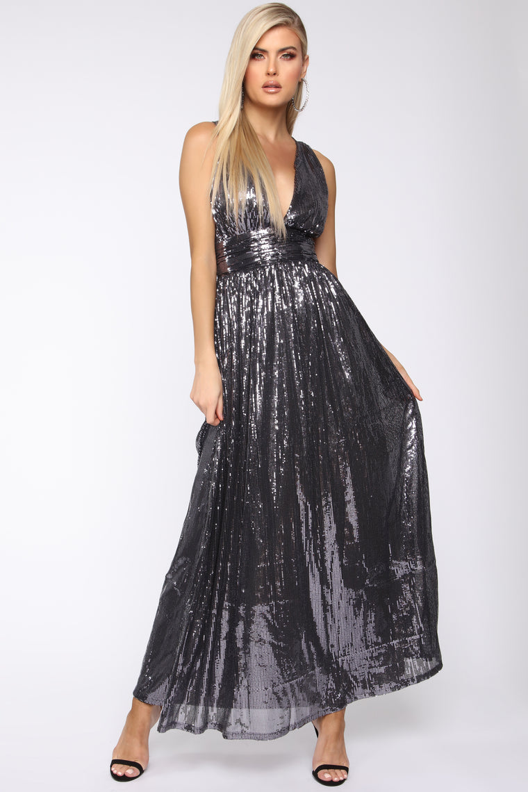 silver night gown