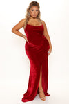 Love You Mean It Velvet Maxi Dress - Red