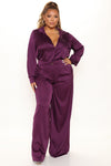 Office Favorite Satin Pant Set - Plum