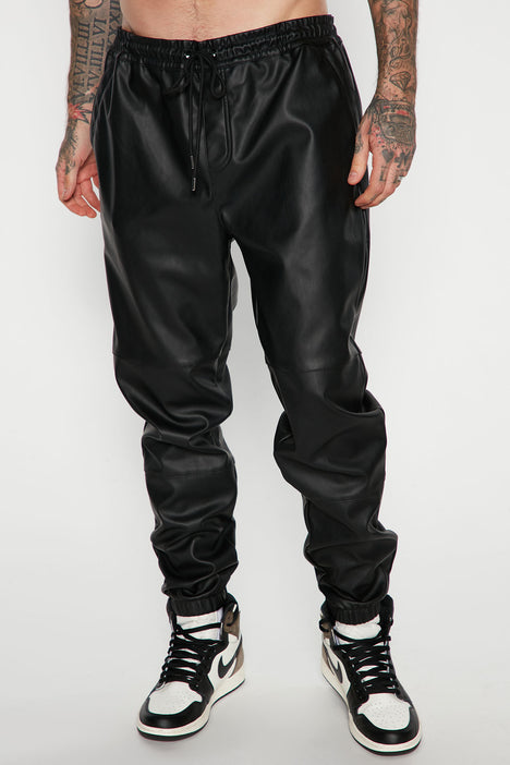 Essential Faux Leather Jogger Black | Fashion Nova, Mens Pants Fashion Nova