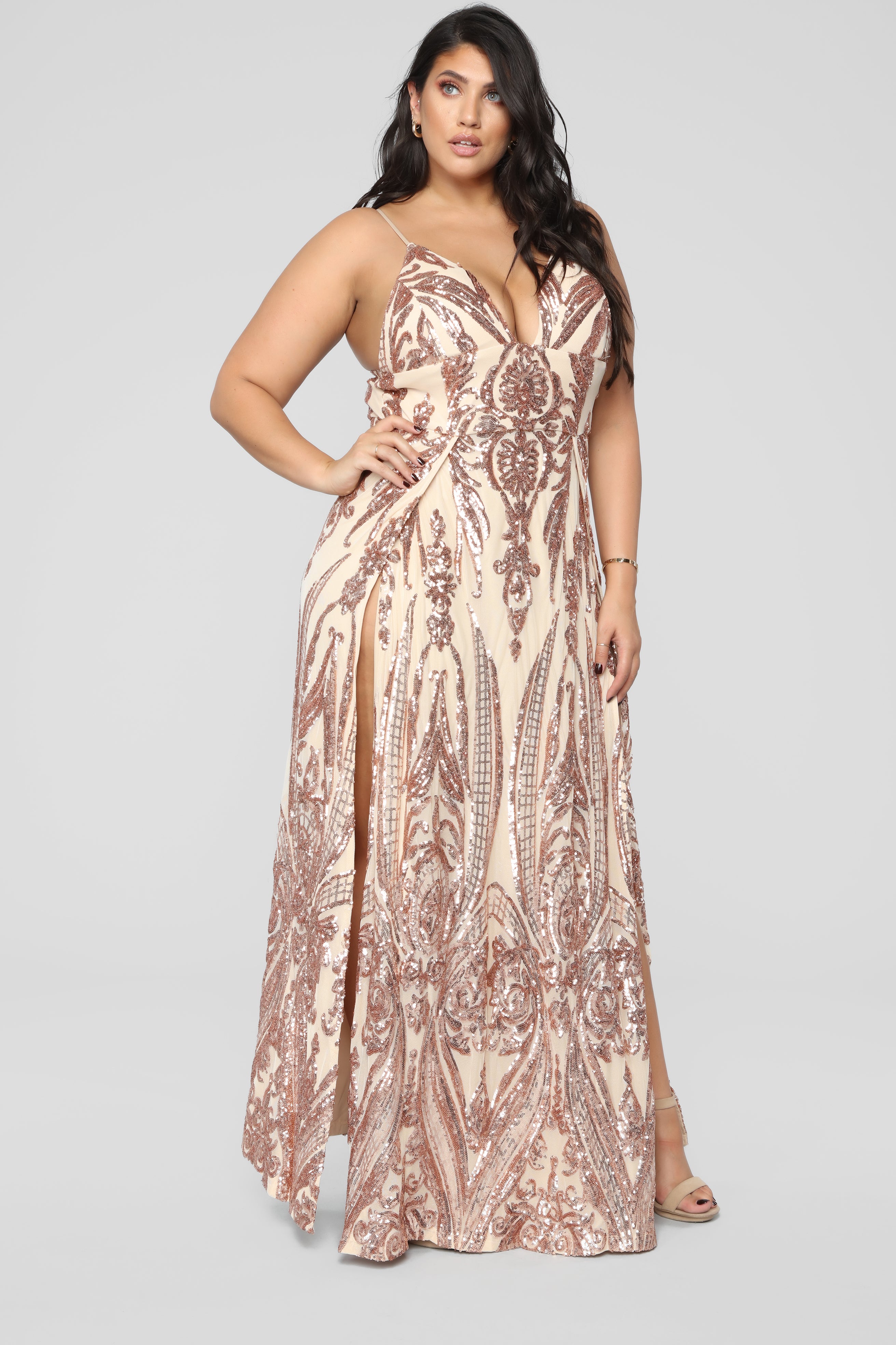 rose gold dress for chubby
