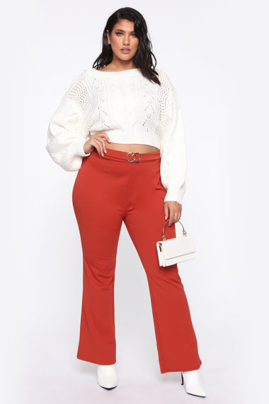 High Expectations Belted Pants - Rust – Fashion Nova
