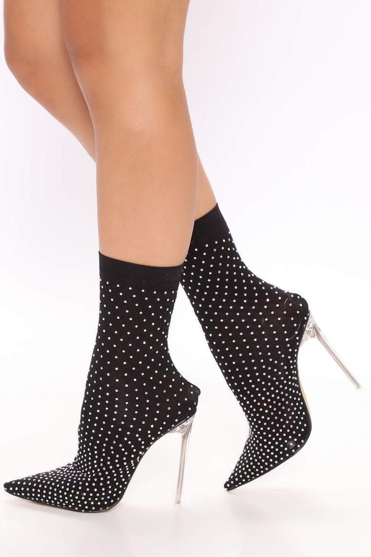 black rhinestone booties