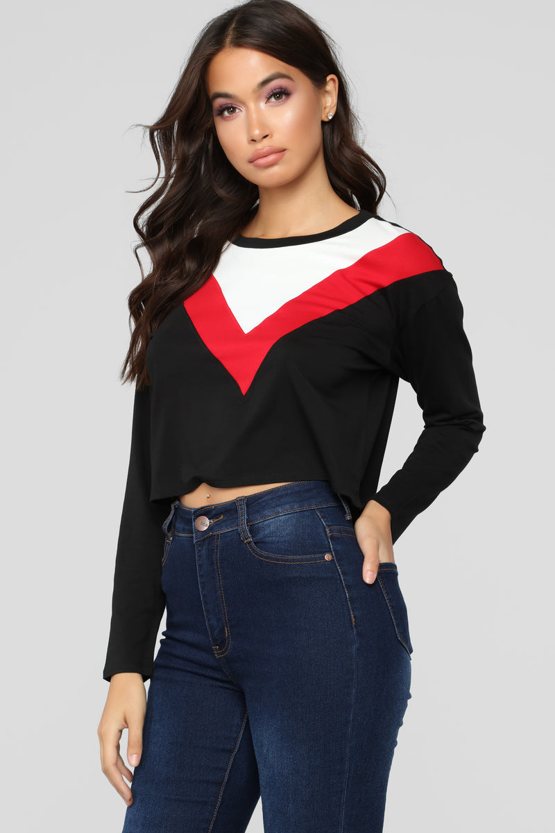 Aileen Colorblock Sweatshirt - Black | Fashion Nova, Knit Tops ...