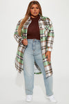 Get Lost Plaid Shacket - Green/combo