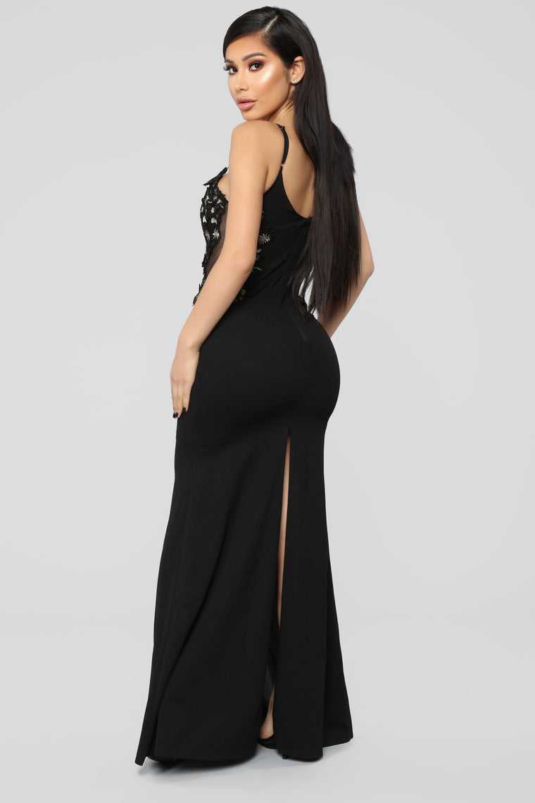 It's A Date Embroidered Gown - Black - Luxe - Fashion Nova