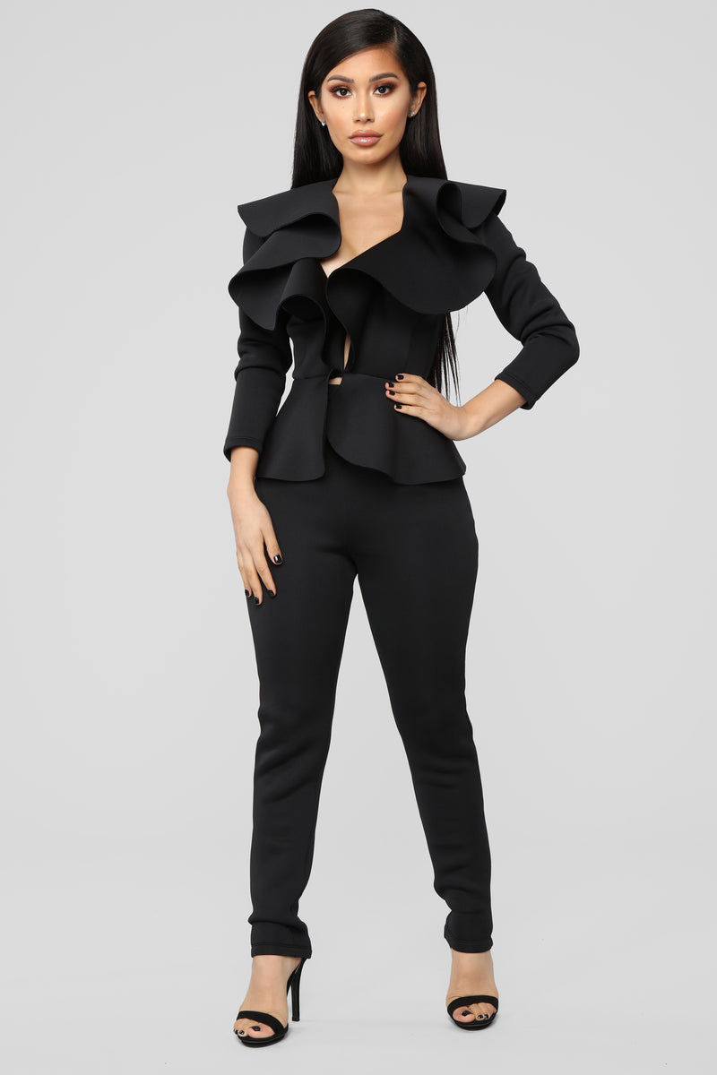 Too Fab For Who Ruffle Set - Black | Fashion Nova, Matching Sets ...