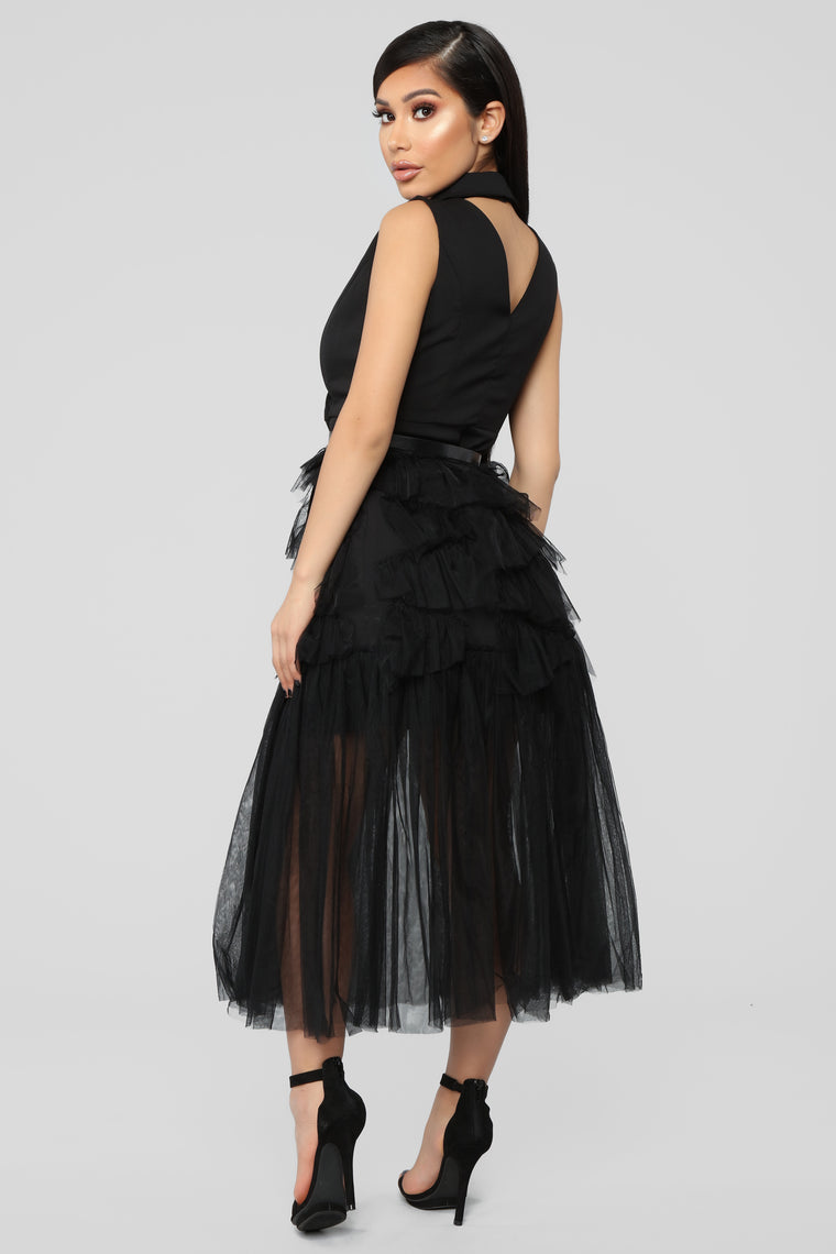 Levels Of Sophistication Ruffle Dress - Black - Dresses - Fashion Nova