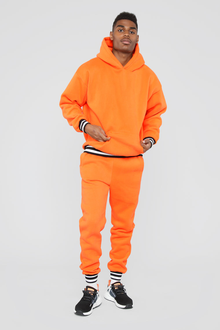 Striped Hem Hoodie - Orange, Mens Activewear | Fashion Nova