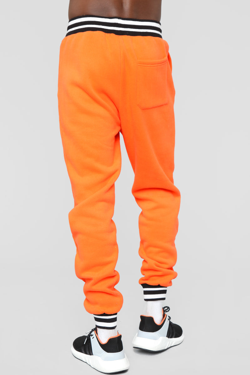 Striped Hem Jogger - Orange | Fashion Nova, Mens Pants | Fashion Nova