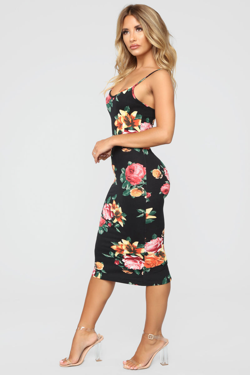 Body Moves Midi Dress - Black Floral, Dresses | Fashion Nova