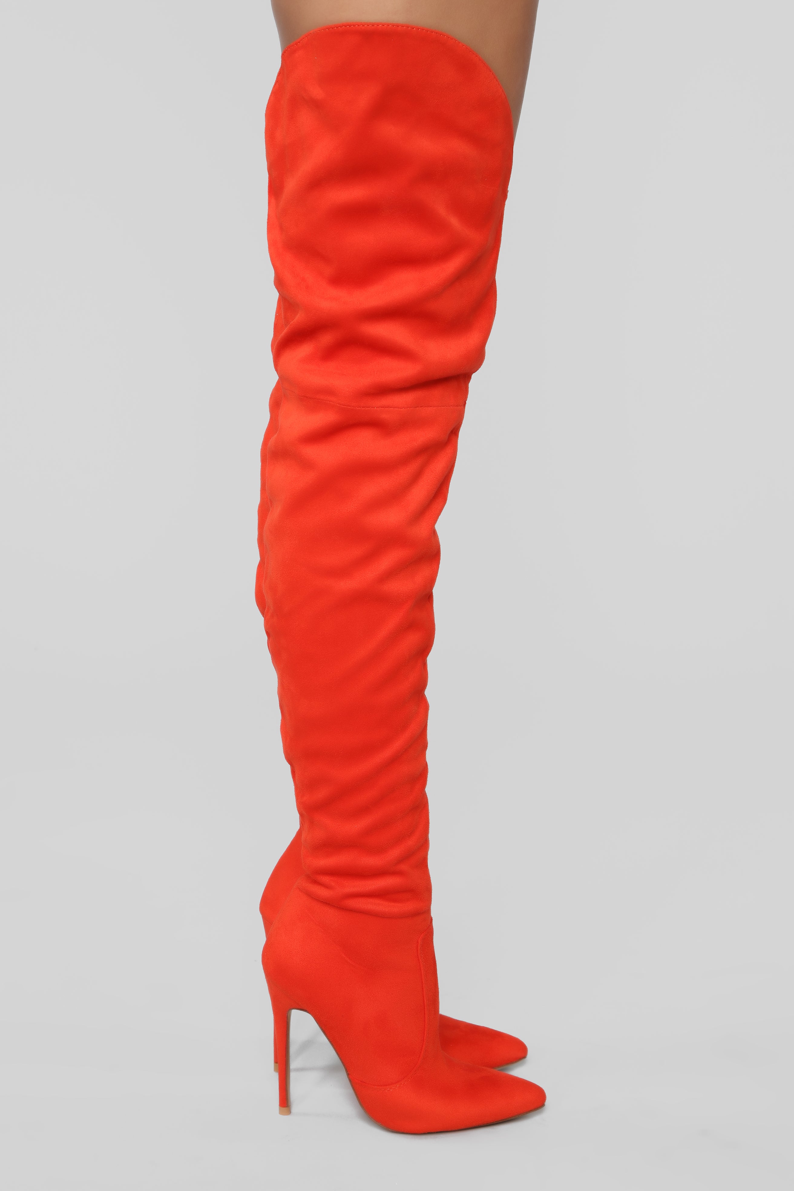 orange suede thigh high boots