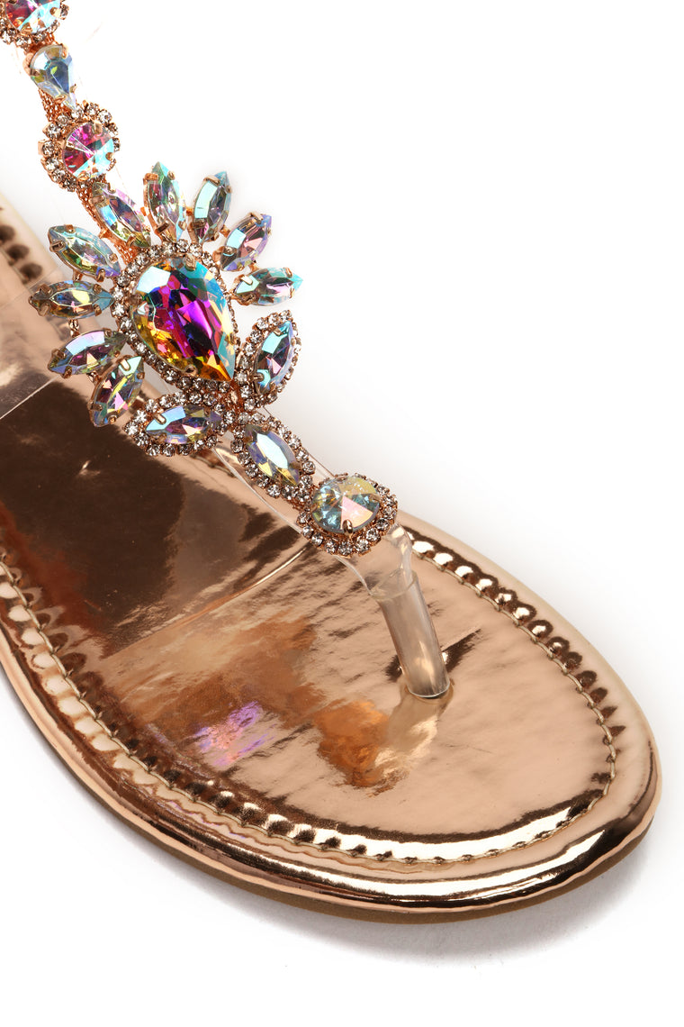 Queen Status Flat Sandal - Rose Gold - Shoes - Fashion Nova
