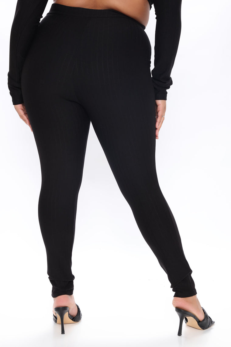 Out Of My Way Ribbed Leggings - Black - Leggings - Fashion Nova