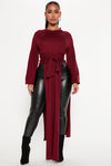 Slit Just Got Real Tunic Sweater - Burgundy