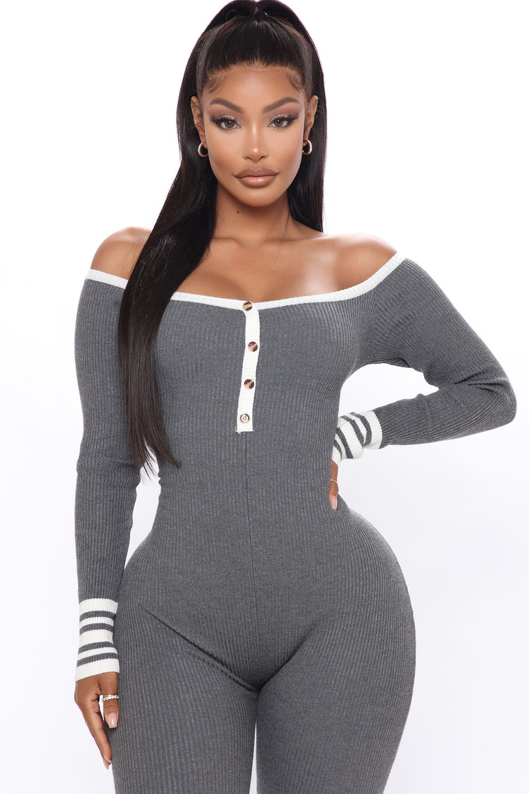 Pretty Girl Swag Knit Jumpsuit - Grey/combo, Jumpsuits | Fashion Nova