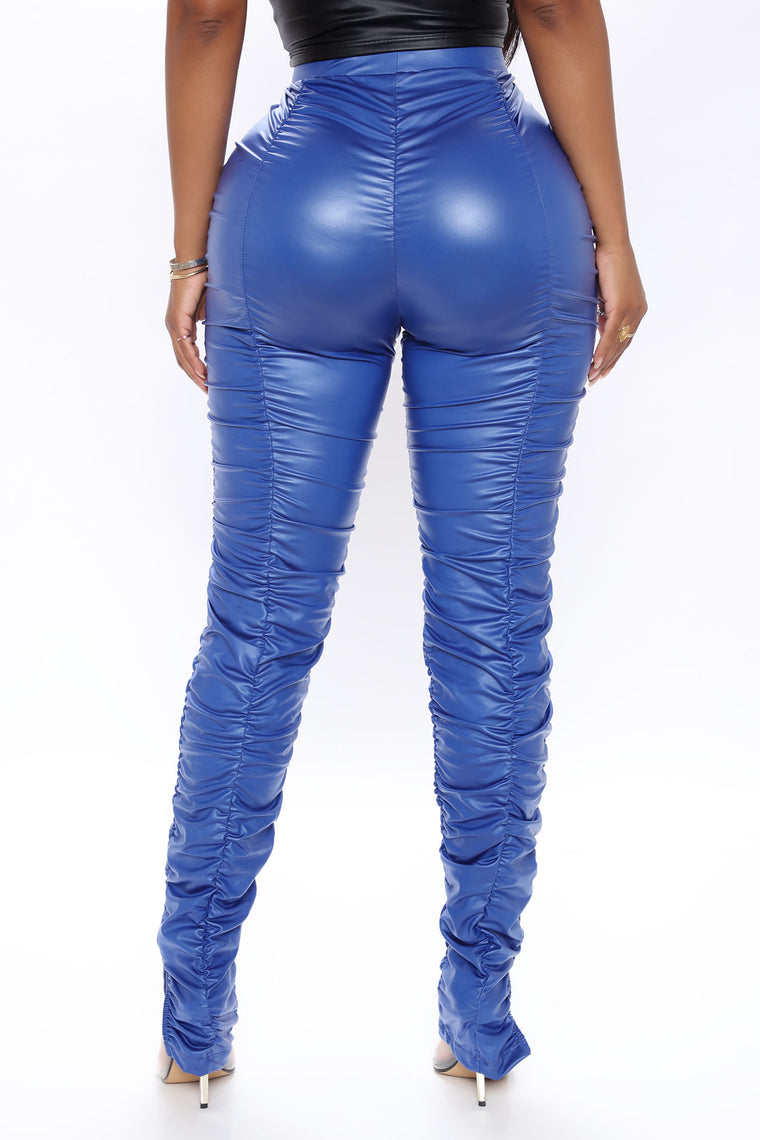 royal blue faux leather pants