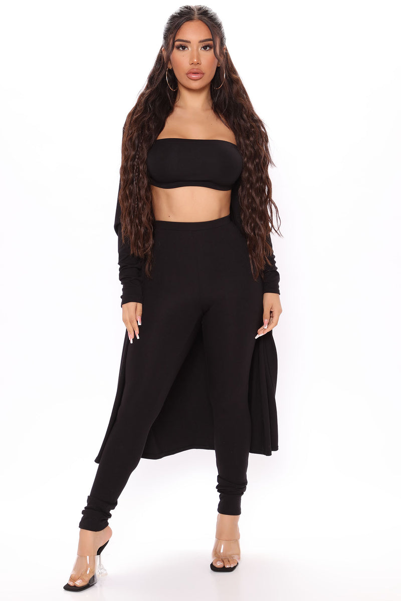 Talk About It 3 Piece Legging Set - Black | Fashion Nova, Matching Sets ...