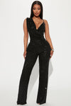 Just A Party Sequin Jumpsuit - Black