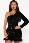 Giada Sequin Mini Dress - Black