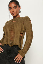 Courtney Destroyed Sweater - Olive