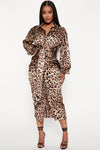 Make Me Roar Midi Dress - Mocha/combo